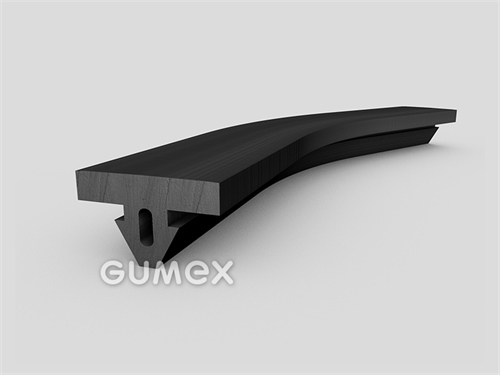 Pryžový profil tvaru "T" s dutinkou, 18x30,5/14mm, 70°ShA, EPDM, -40°C/+100°C, černý